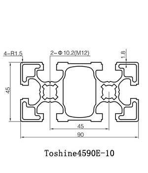 4590E  Алюминиевый профиль с Т-образным пазом - 45 Т-образным пазом - 3